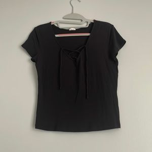 Black lace up top